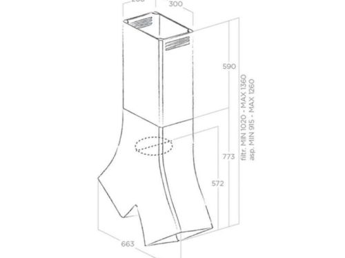 Kích thước máy hút mùi đảo Elica YE WH/A/ 66 PRF0098375