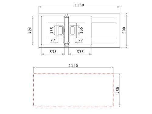 Thiết kế của chậu rửa chén đá 2 hố Elica Pyragranite Kartesio 2B 1D Iron Grey 70055511