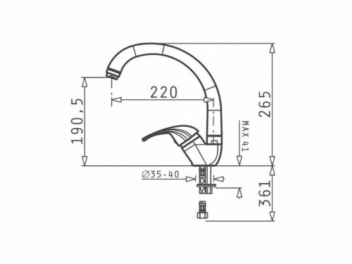 Thiết kế của vòi rửa chén Elica Mezzo Grainte Iron Grey 90913701