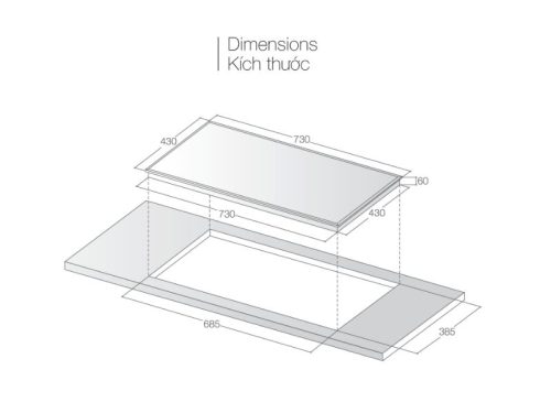 Kích thước bếp từ đôi Lorca LCI 816 PLUS lắp âm