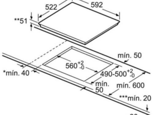 Kích thước bếp từ Bosch 3 vùng nấu PUC611BB5E lắp âm