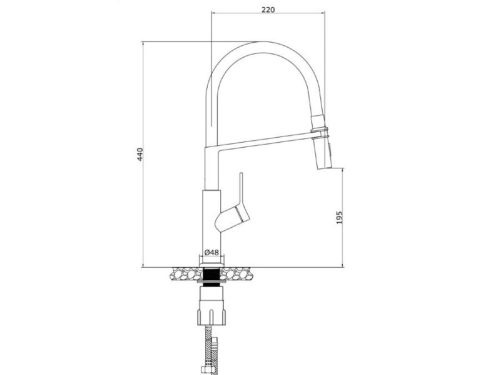 Kích thước vòi rửa bát nóng lạnh Konox Tema Nickel
