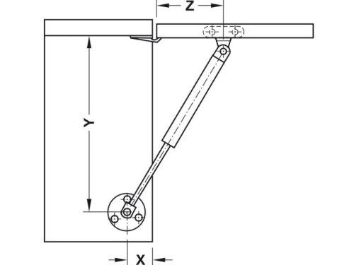Lắp đặt pittong đẩy cánh tủ 80N Hafele 373.82.907