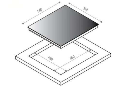 Kích thước bếp từ Upscale 4 vùng nấu FC64B lắp âm