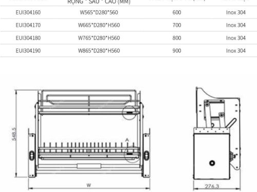 Giá bát di động Eurogold EUT9170 3 Kích thước giá bát di động Eurogold EUI304170