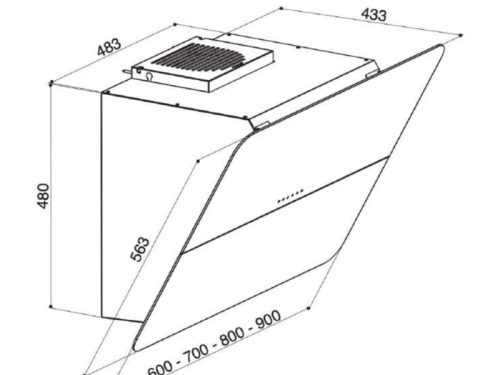 Kích thước máy hút mùi áp tường Upscale DONATELLO