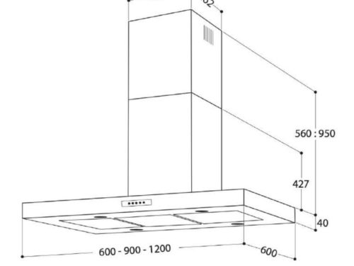 Kích thước máy hút mùi đảo Upscale I4 ISLAND
