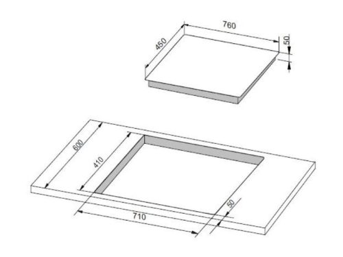 Kích thước bếp từ 2 vùng nấu Hafele 535.02.222