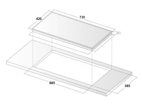 Kích thước bếp từ đôi Binova BI-110a1Plus lắp âm