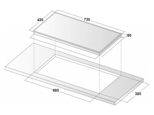 Kích thước bếp từ đôi Binova BI-368ID lắp âm