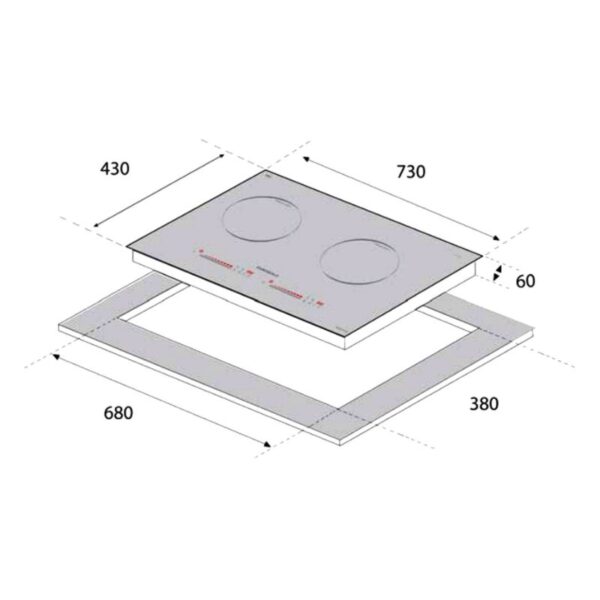 Kích thước bếp từ Eurogold 2 vùng nấu EUH1188 lắp âm Kích thước bếp từ Eurogold 2 vùng nấu EUH1188 lắp âm