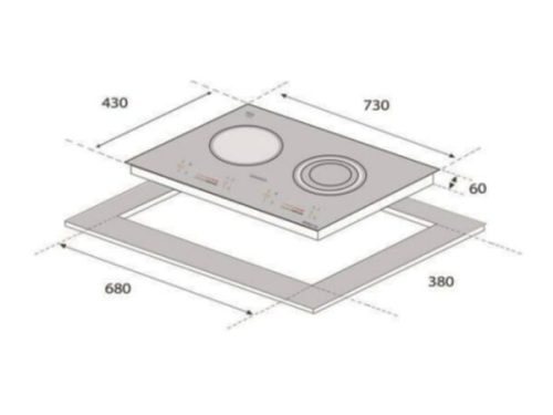 Kích Thước Bếp từ Eurogold 2 vùng nấu EUH2210 lắp âm