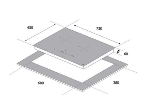 Kích Thước Bếp từ Eurogold 2 vùng nấu EUH3399Pro lắp âm