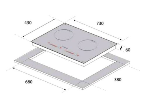 Kích Thước Bếp từ Eurogold EUH1133 2 vùng nấu lắp âm
