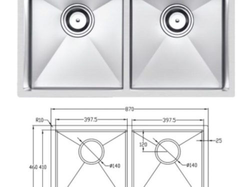 Kích thước Chậu rửa bát inox 2 hố Eurogold EUC28746EB