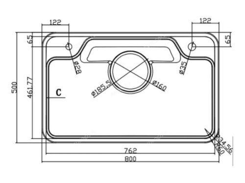 Kích thước Chậu rửa bát inox 1 hố Eurogold EUD88050
