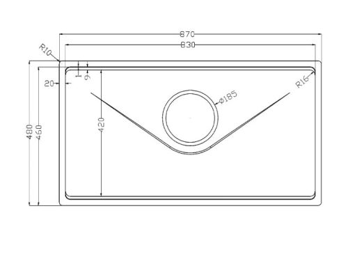 Kích thước chậu rửa bát inox 1 hố Konox TARI 8748SR