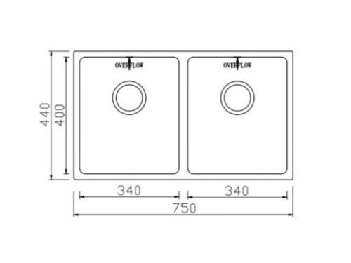 Chậu rửa bát inox 2 hố Konox KN7544DUB 6 Kích thước chậu rửa bát inox 2 hố Konox KN7544DUB