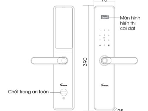 Kích thước khóa thông minh Demax SL-C622 AC APP WIFI