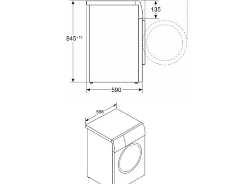 Kích thước máy giặt Bosch 10kg WGB2560X0 Serie 8