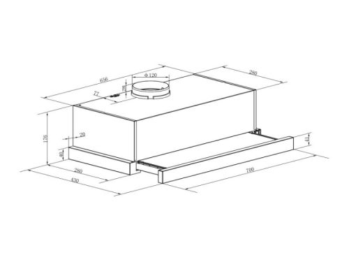 Kích thước máy hút mùi âm tủ Binova BI-28-GT-07