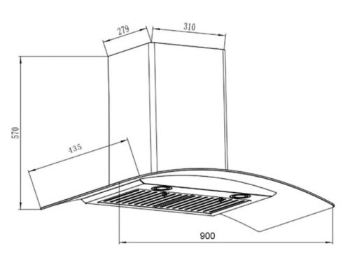 Kích thước máy hút mùi áp tường Binova BI-1800SH-90