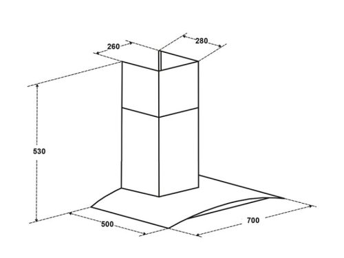 Kích thước máy hút mùi áp tường Binova BI-56-GT-07