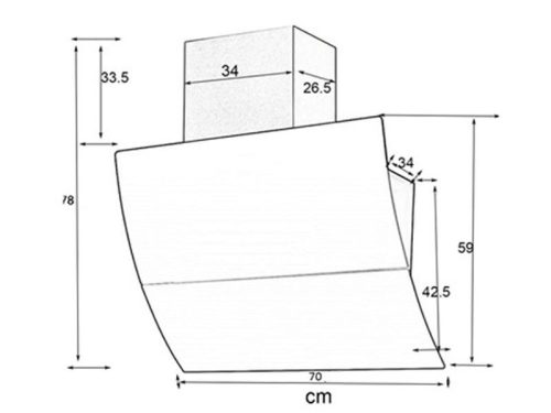 Kích thước máy hút mùi áp tường Binova BI-66Luxury-70