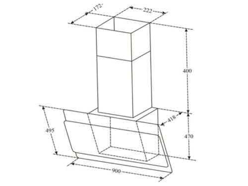 Kích thước máy hút mùi áp tường Binova BI-75-GT-09