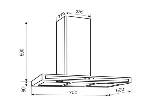 Kích thước máy hút mùi áp tường Faster Quatrolux 70SB