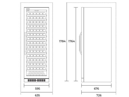 Kích thước tủ ướp rượu vang Kadeka KSJ-168EW