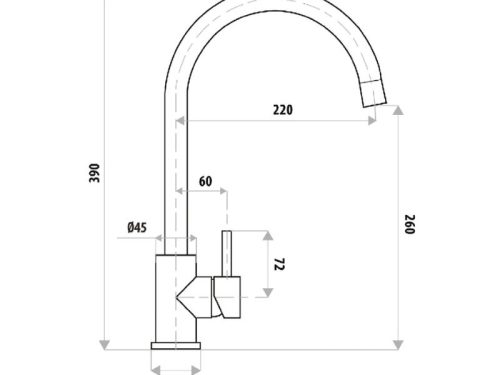 Kích thước vòi rửa bát nóng lạnh Binova VBI-25