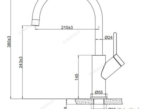 Kích Thước Vòi rửa bát nóng lạnh Eurogold EUF033D