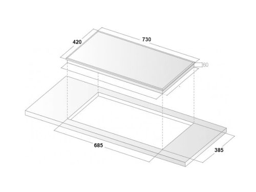Kích thước bếp từ đôi Binova BI-608ML lắp âm