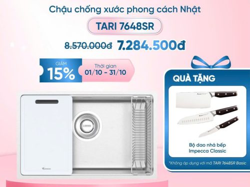 Khuyến mãi chậu rửa bát inox 1 hố Konox TARI 7648SR