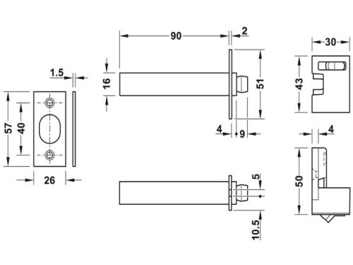 Kích thước chốt An Toàn Dạng Xích Hafele 911.59.425