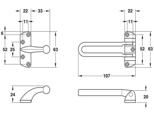 Kích Thước Chốt An Toàn Hafele 911.59.156