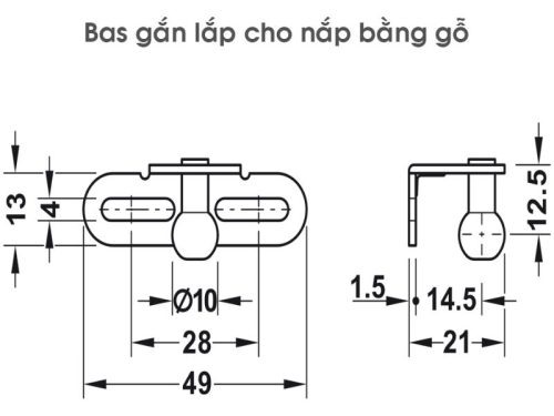 Pittong đẩy cánh tủ 100N Hafele 373.82.908 9 Kích thước pittong đẩy cánh tủ 100N Hafele 373.82.908