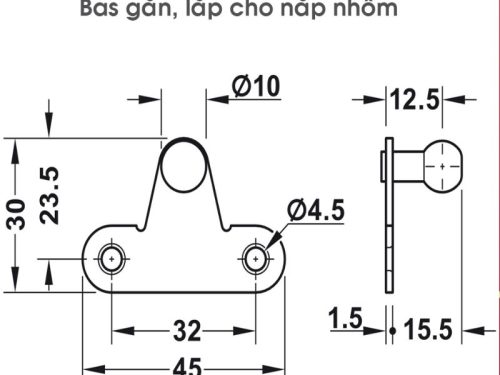 Kích thước pittong đẩy cánh tủ 120N Hafele 373.82.909