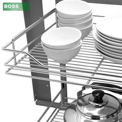 Kệ giá góc liên hoàn inox 304 nan dẹt cao cấp BossEU BS304.900R Kệ giá góc liên hoàn inox 304 nan dẹt cao cấp BossEU BS304.900R