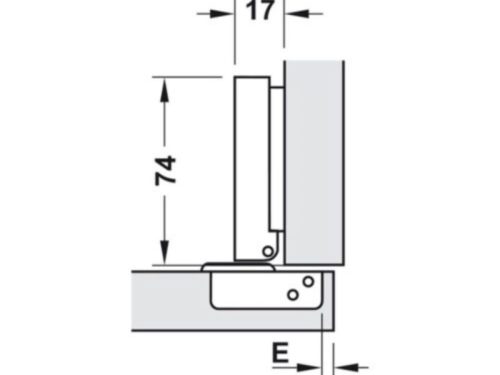 Kích thước bản lề trùm ngoài Metalla SM 110° giảm chấn Hafele 315.06.750