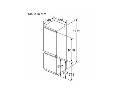 Kích thước tủ lạnh 2 cánh 260 lít Bosch KIN86ADD0