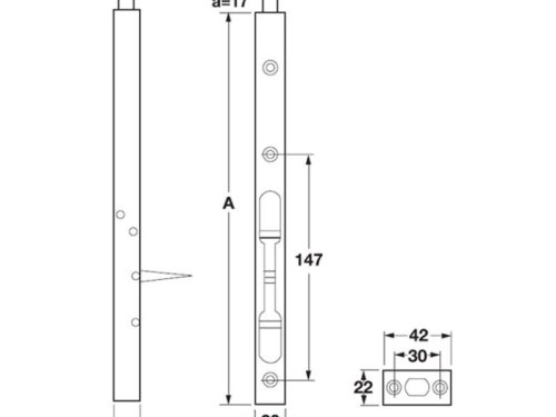 Kích thước chốt cửa âm 305mm Hafele DIY 489.71.461