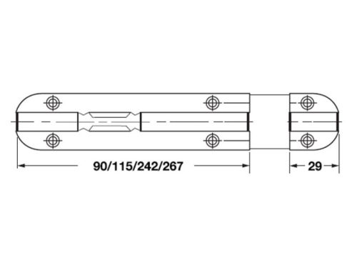 Kích thước chốt gài cửa 102mm Hafele DIY 489.71.300