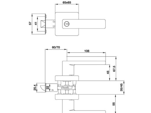 Kích thước khóa tay nắm gạt cửa WC Häfele DIY 499.63.973
