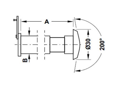 Kích thước mắt thần gắn cửa góc nhìn 200º có nắp che Hafele DIY 489.70.435