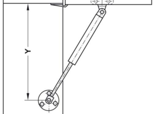 Kích thước Pittong đẩy cánh tủ 150N Hafele 373.82.910
