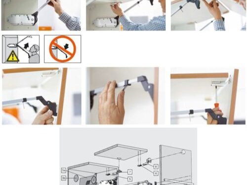 Lắp đặt tay nâng Blum cánh đôi tủ bếp 20F2500+20F3800