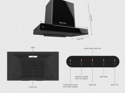 Chi tiết máy hút mùi áp tường Hawonkoo HRH-701