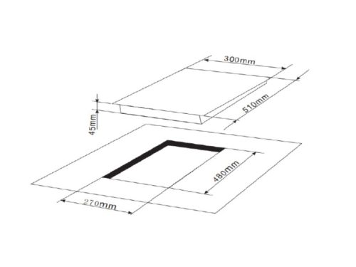 Kích thước bếp gas âm Brandt TG2232BBL
